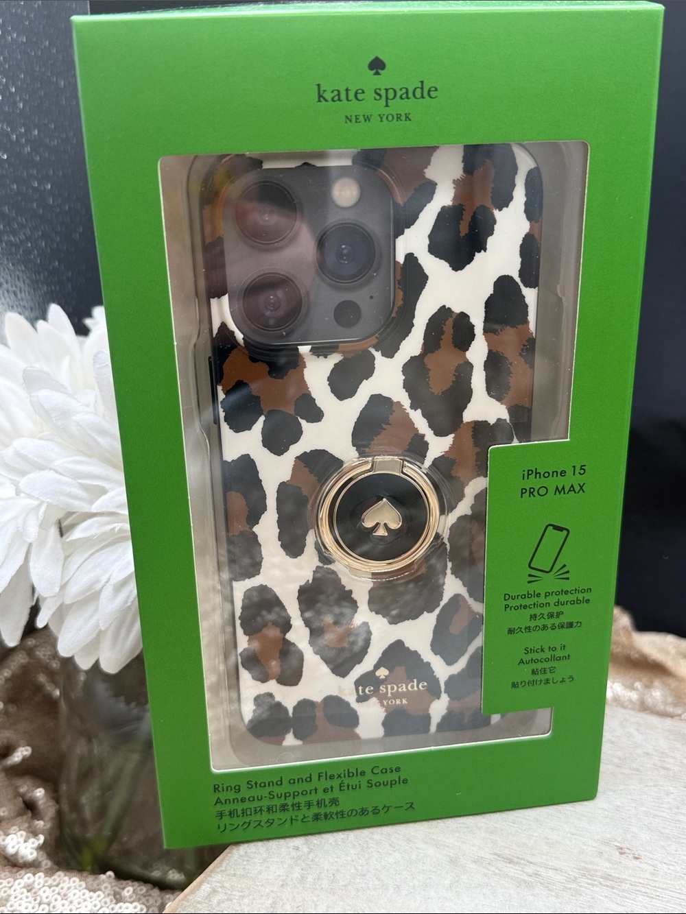 kate spade Leopard Print iPhone 15 Pro Max Case with Stand Ring
